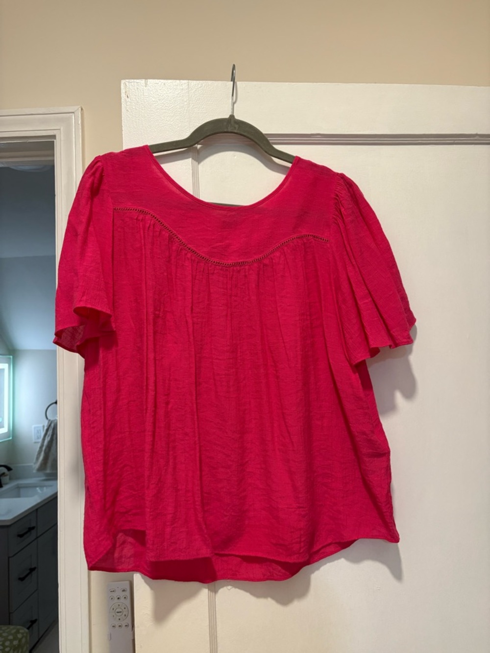 Nanette Lepore Vibrant Pink Short Sleeve Peasant Blouse